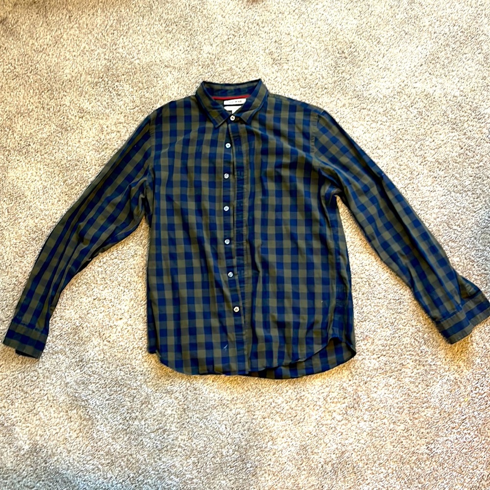 Goodthrads long sleeve shirt - olive and navy